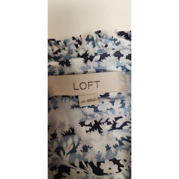 Ann Taylor LOFT Blouse Women’s Size XS Multicolor Floral Ruffle Tie Neck - Picture 5 of 6